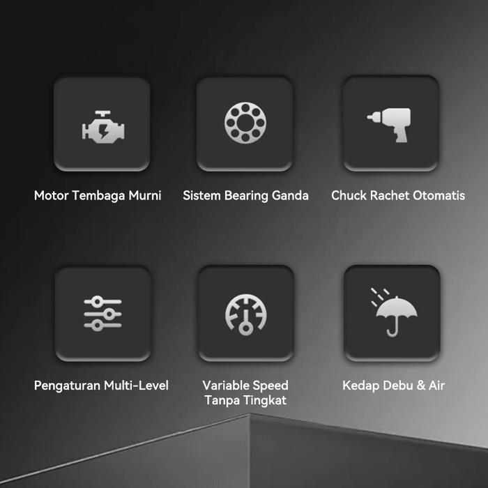 [] ISKU Bor Cordless Brushless 21V 40Nm 55Nm Mesin Bor Baterai Tangan Kayu Besi Baja Ringan