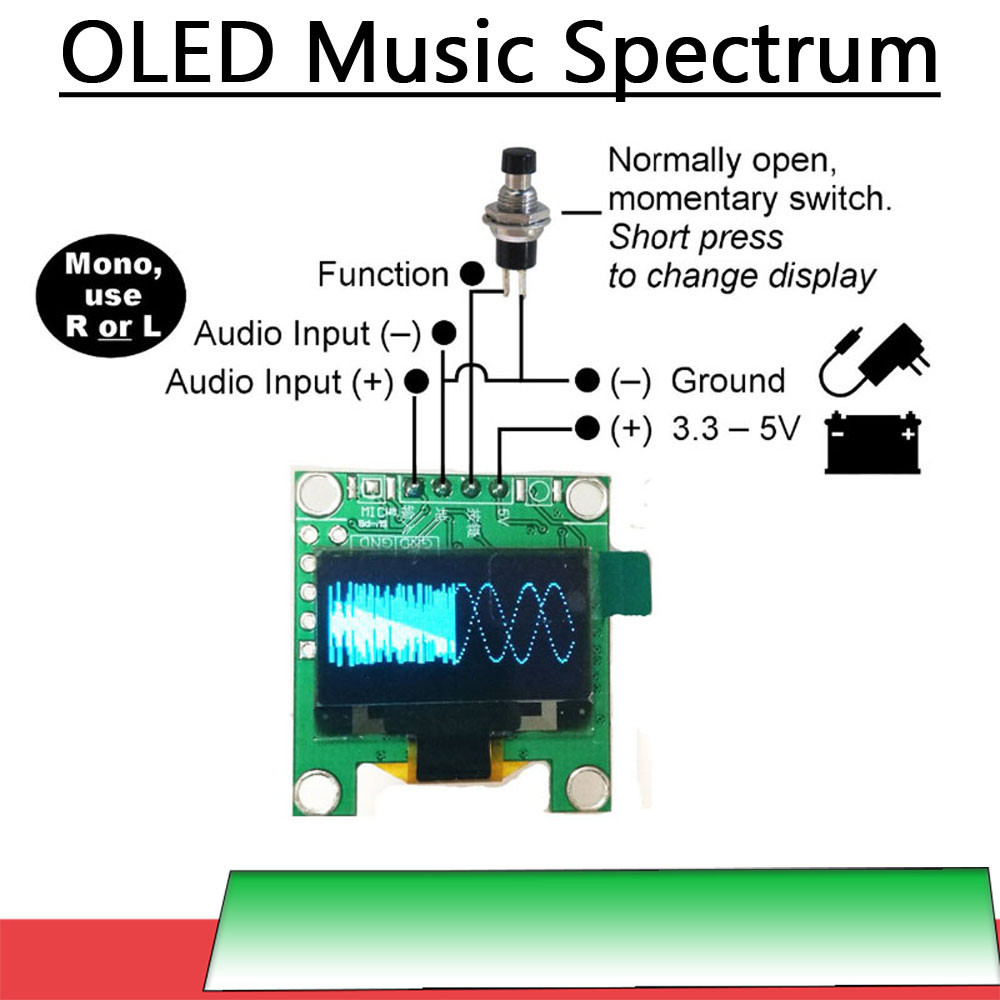 Mini 0.96 "OLED Musik Tampilan Spektrum Analyzer Audio Suasana Lampu Power Amplifier Indikator Tingk