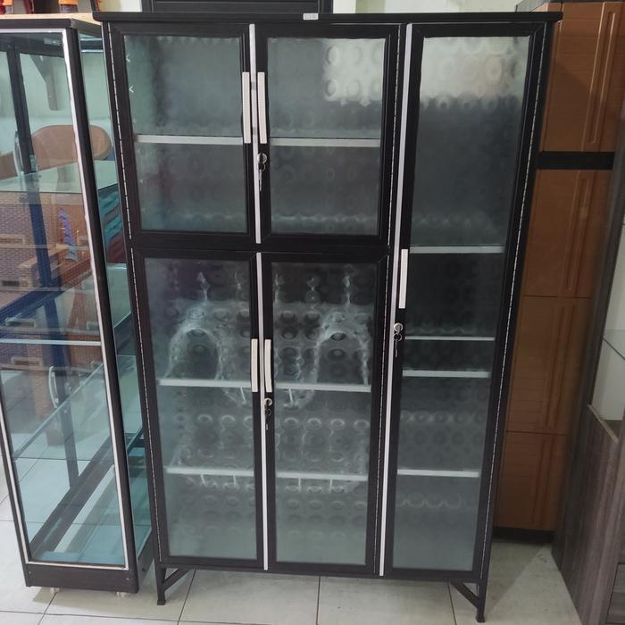 lemari dapur rak piring aluminium 3 pintu
