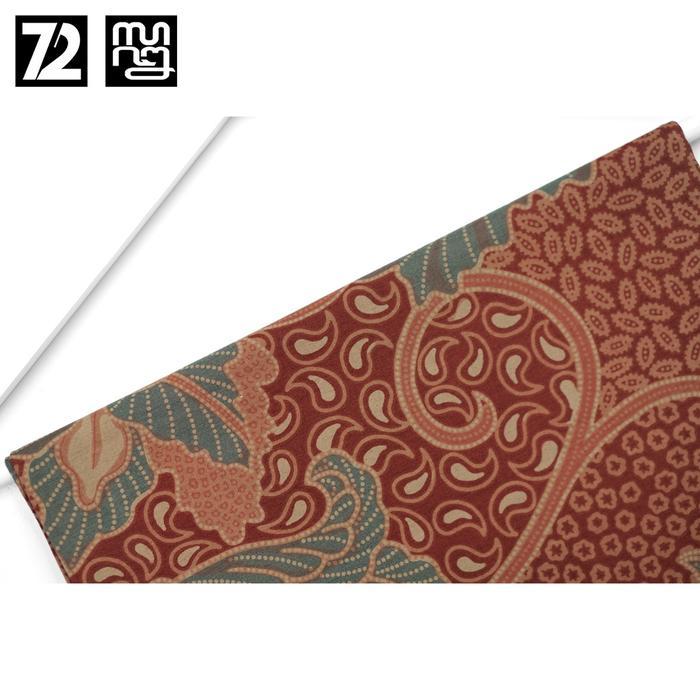 KAIN BATIK Bahan Katun Motif Kembang Bali Warna Coklat Merah Bata 724036 Cap 72 Jarik Jarit Samping