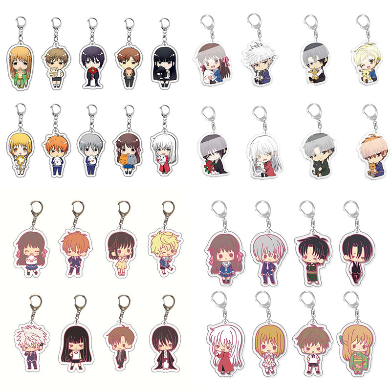 7/8/10pcs Anime Fruits Basket Acrylic Keychain Kyo Sohma Yuki Sohma Tohru Honda Pendant Key Chain