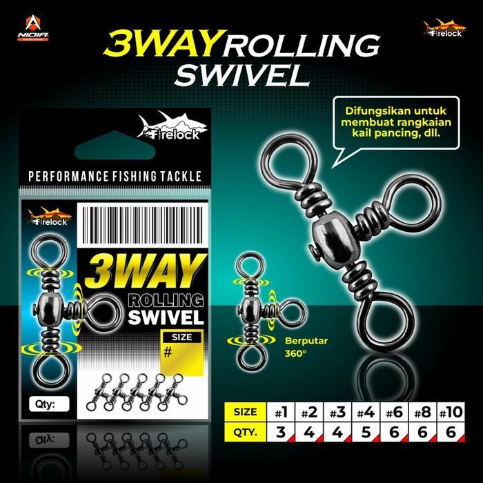 Firelock Three Way Rolling Swivel Swivel Kili-kili Cabang 3