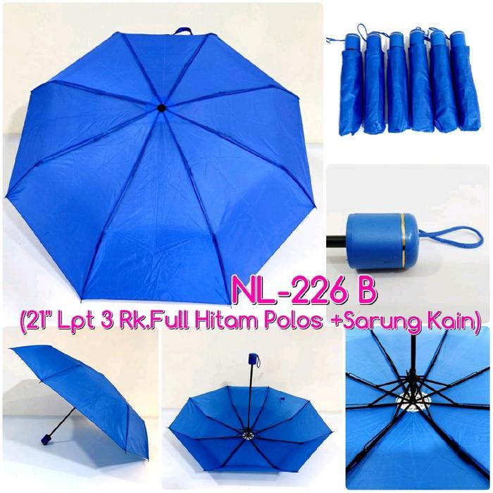 NEWW Kiranaabadi Payung Lipat 3 Polos Nagoya nl226 rangka hitam cocok untuk sablon