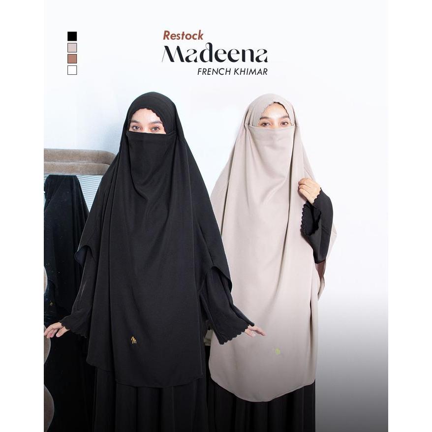 ASLI Maslaha Niqab Madeena French Khimar Bordir Long FK Instant Umroh Haji Shamira Stretch Kerudung