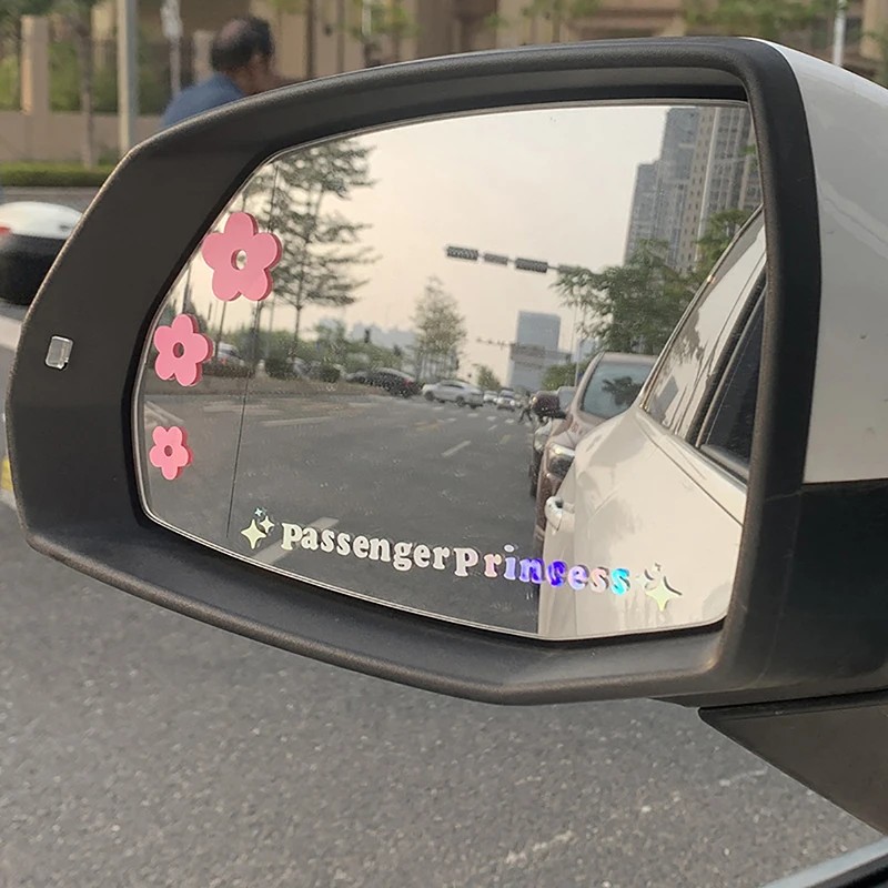 2pcs Mirror Decoration Sticker Passenger Princess Star Mirror Decal Sticker Rearview Mirror Car