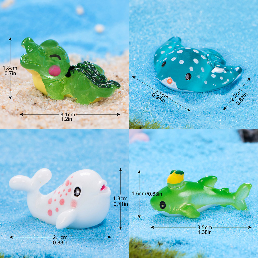 Mini Ocean Resin Animals Tiny Sea Animals Figurines Marine Miniature Animals Aquarium Ornaments Home