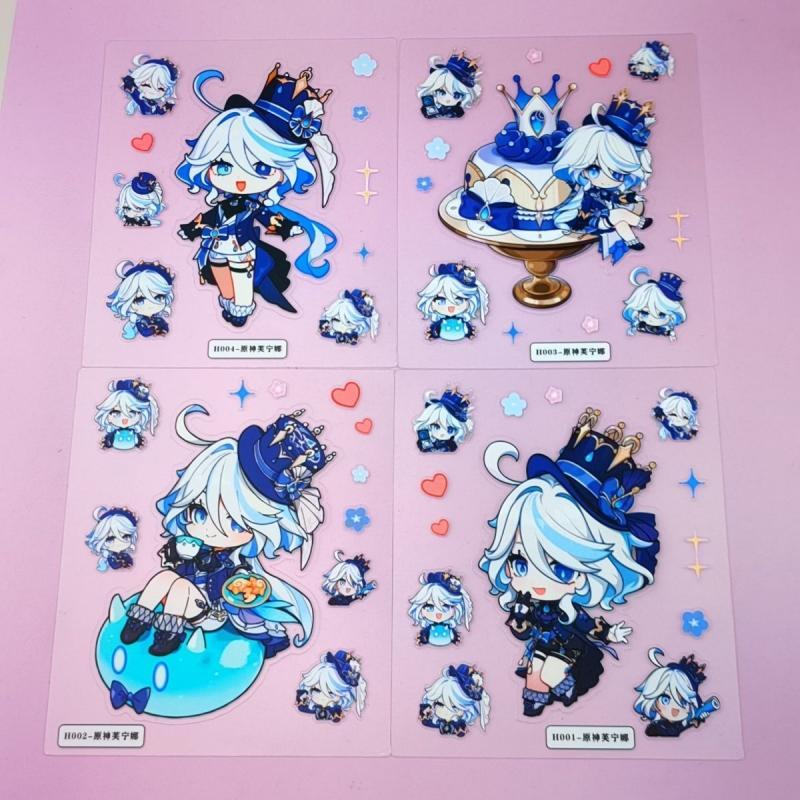 Genshin Impact Furina 5D Embossed Three-Dimensional Sticker Shuishen Cartoon Hand Account Insulation