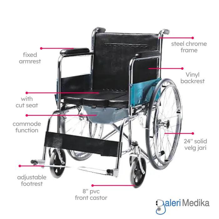 Ready Kursi Roda GEA FS 609 - Kursi Roda 2in1 / 2 in 1 Kursi Roda + Commode BAB Multifungsi