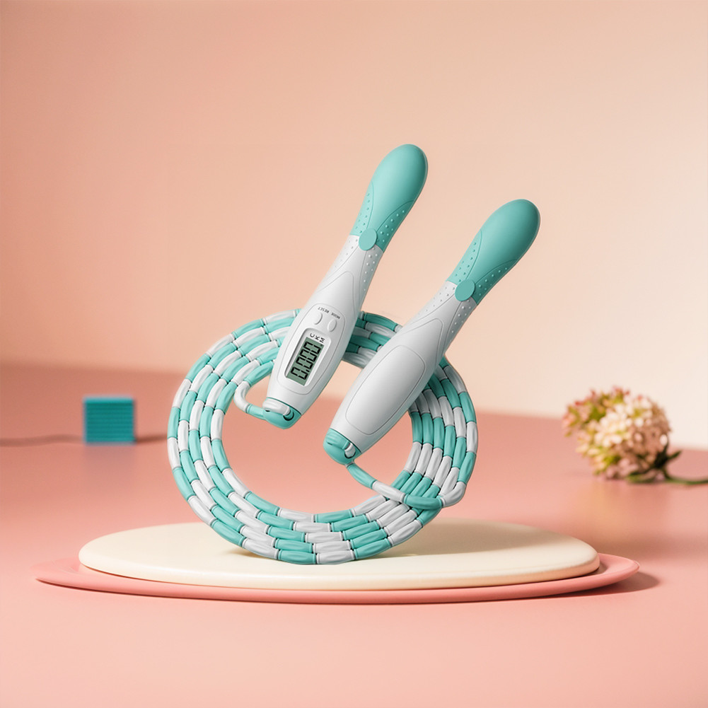 Beaded Jump Rope Skipping Rope with Counter Plastic Segmented Jump Rope Soft Beaded Skipping Rope