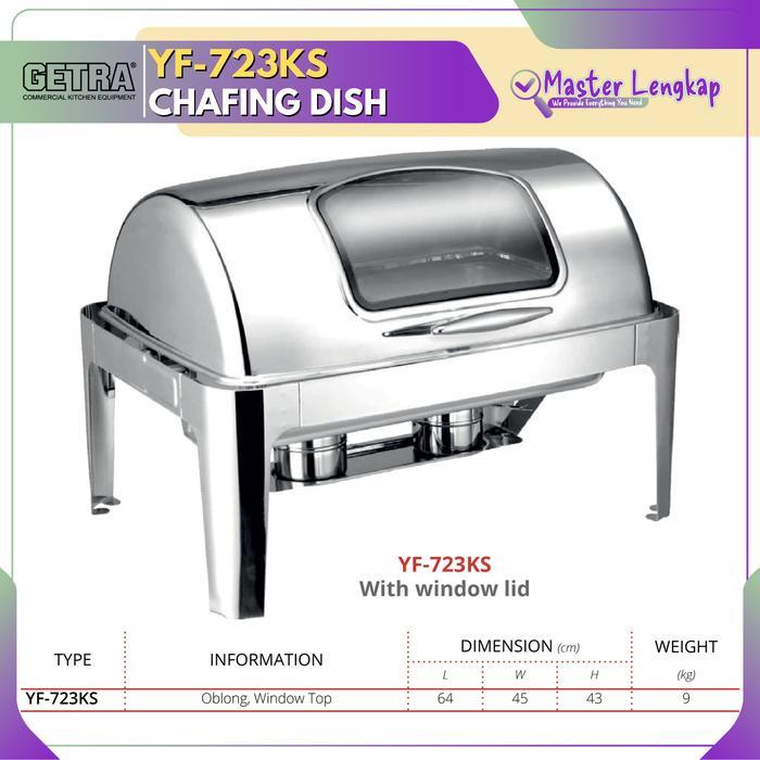 GETRA BUFFET CHAFING DISH OBLONG / BUFFET CHAFING DISH BENTUK PERSEGI PANJANG DENGAN KACA GETRA