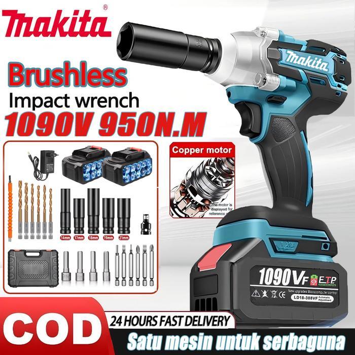 TERLARIS MAKITA 1090S/588S CORDLESS IMPACT WRENCH BRUSHLESS Impact Wrench Mesin Bor Cordless