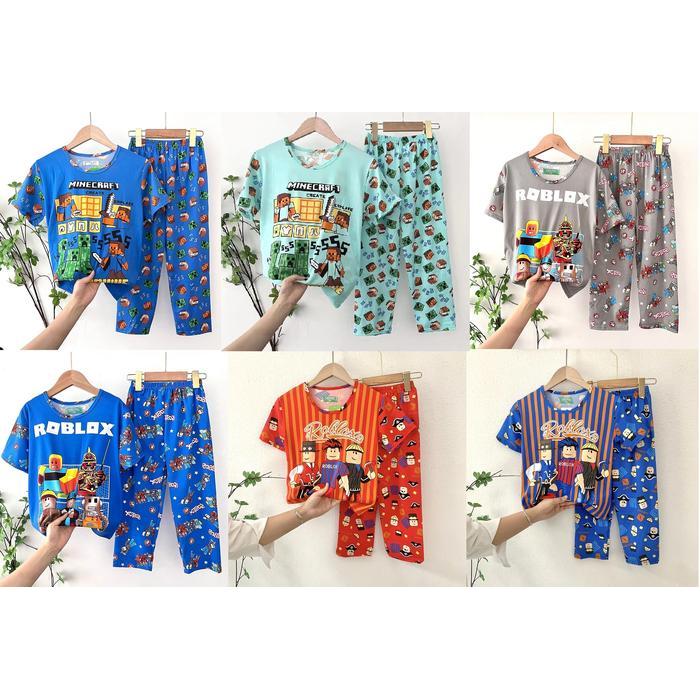 SIAPKIRIM Setelan Baju Tidur Piyama Anak Roblox Minecraft READY STOCK