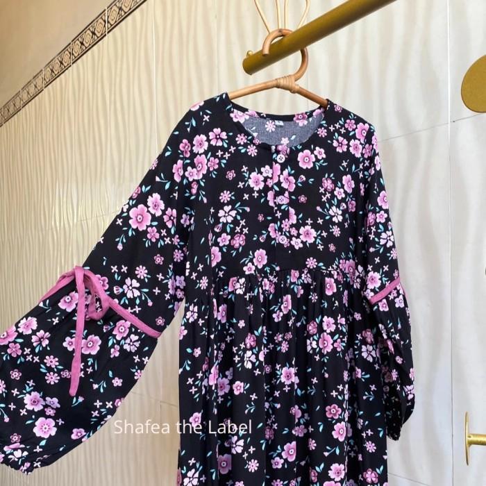 Zahira Dress Kids By Shafea The Label - Gamis Anak Lengan Balon Motif Bunga- Gamis Anak Motif Bunga
