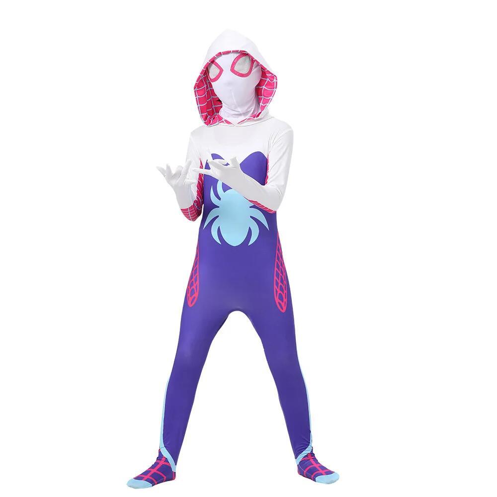 Female Spiderman Gwen Costume Gwen Stacy Cosplay Bodysuit Superhero Spider Jumuits Mask Halloween