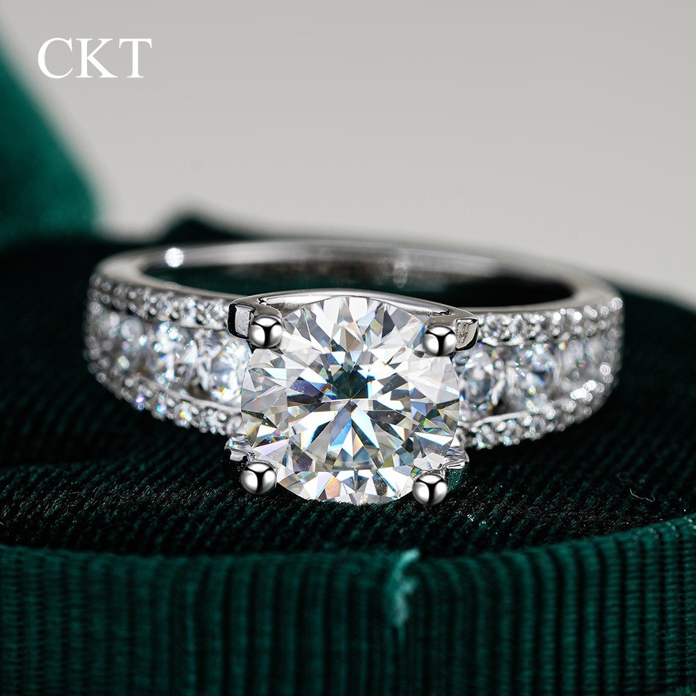 Ckt Designer Girl Thday Gift 18K White Gold Rings 3Ct D Color Moissanite Diamonds Platinum Pt950