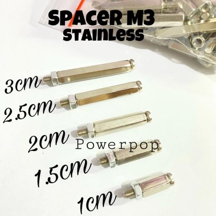 Spacer Kaki Pcb M3 Stainless Penyangga Dudukan Pcb M3 1-3 Cm #Gratisongkir