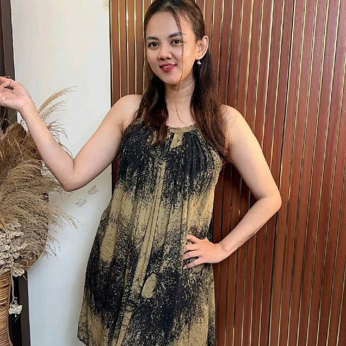 Daster Lobek Pendek Tali Satu Motif Akar Bali