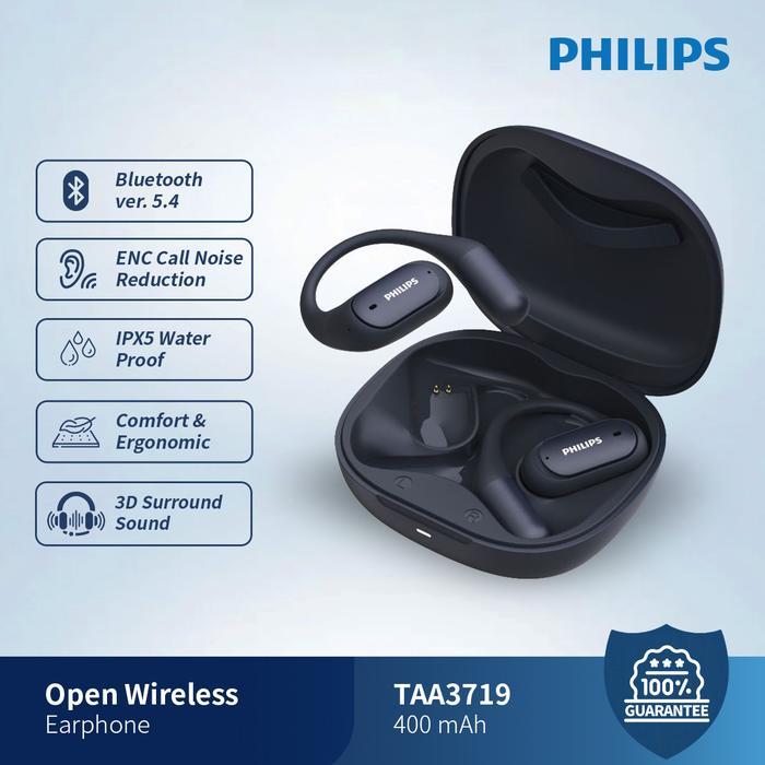 Philips Clip Tws Clip On Open Ear True Wireless Earbuds Taa3719 Office Tws Earphone Bluetooth 5.4