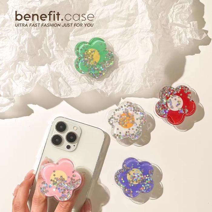 Griptok Korean Premium Glitter Flower / Griptok Ring Resin / Phone Holder / Phone Holder Glitter