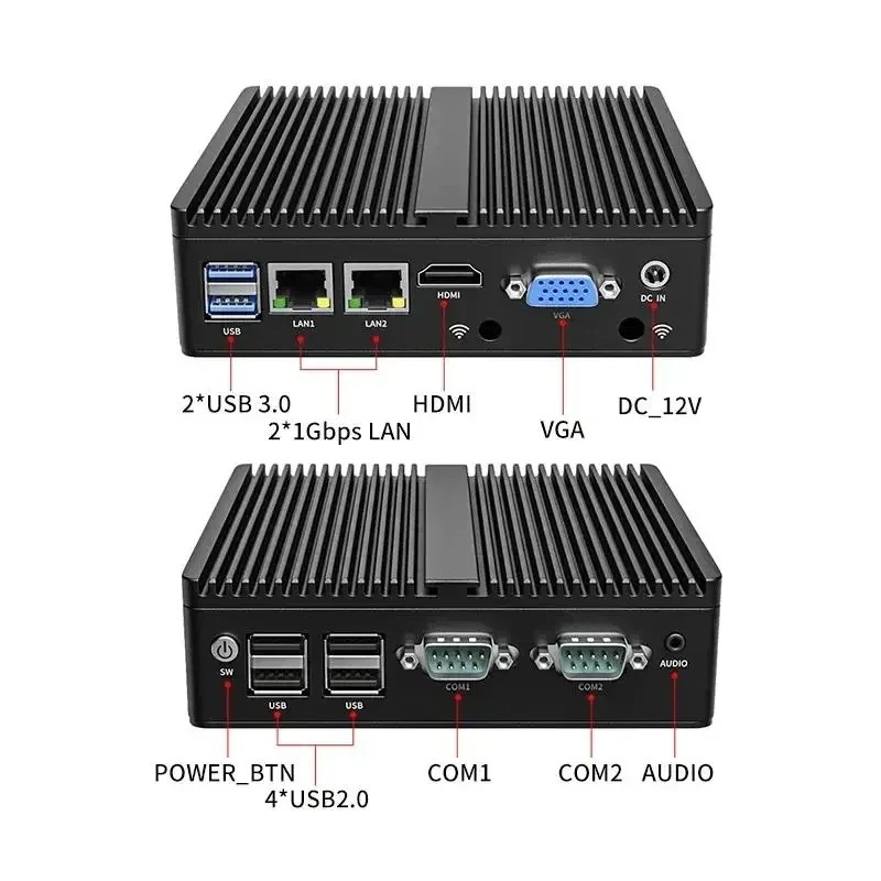 Metal Case Mini PC Intel N2840 Desktop Computer Pfsense DDR3L Msata SSD 2Lan 2COM VGA HD Display