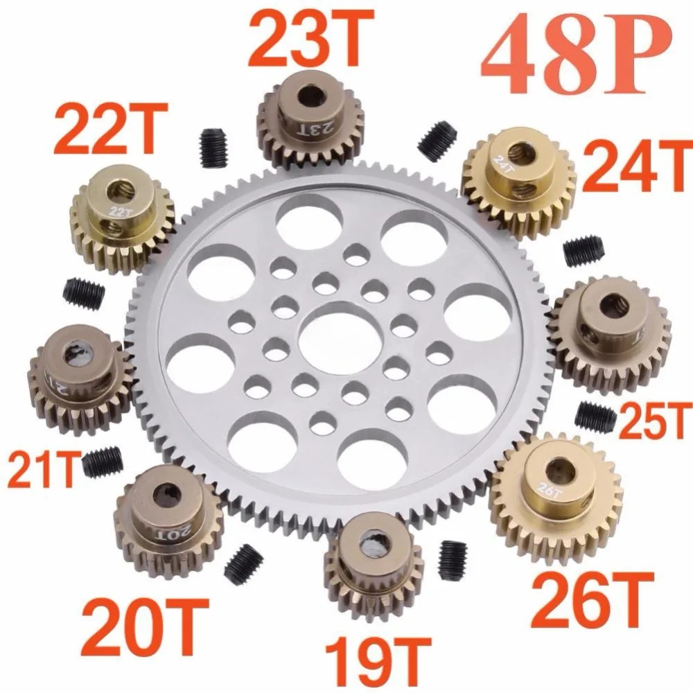 Metal 48P Spur Gear 92T 85T 80T Pinion 19T 20T 21T 22T 23T 24T 25T 26T Motor Gears For Sakura R31