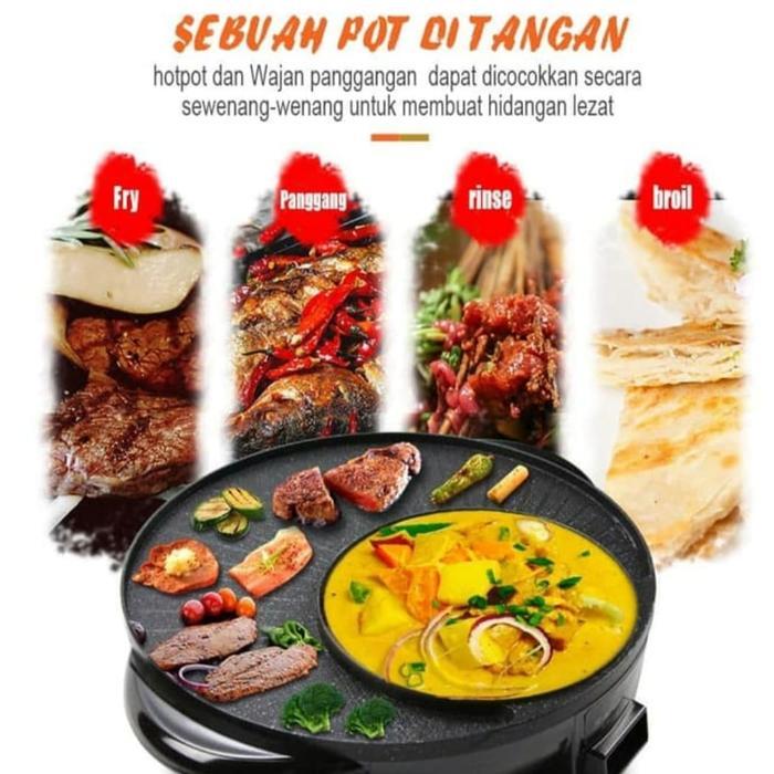 Alat Panggang Teppanyaki Steamboat BBQ & Grill Hot Pot Elektrik Panggangan Listrik Hitam
