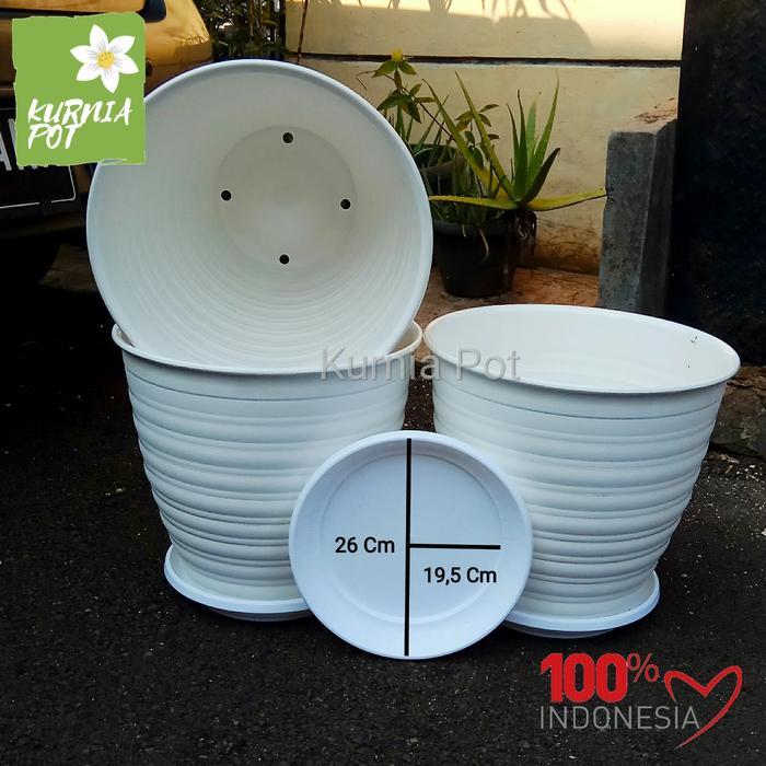 Top Pot Tawon Putih 351 Tinggi (Pirus) 35 Cm + Tatakan