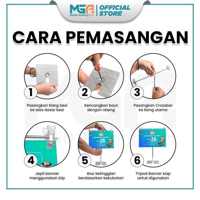 Tripod Banner T Meja / Stand Banner Display Meja / Standing Poster Jepit