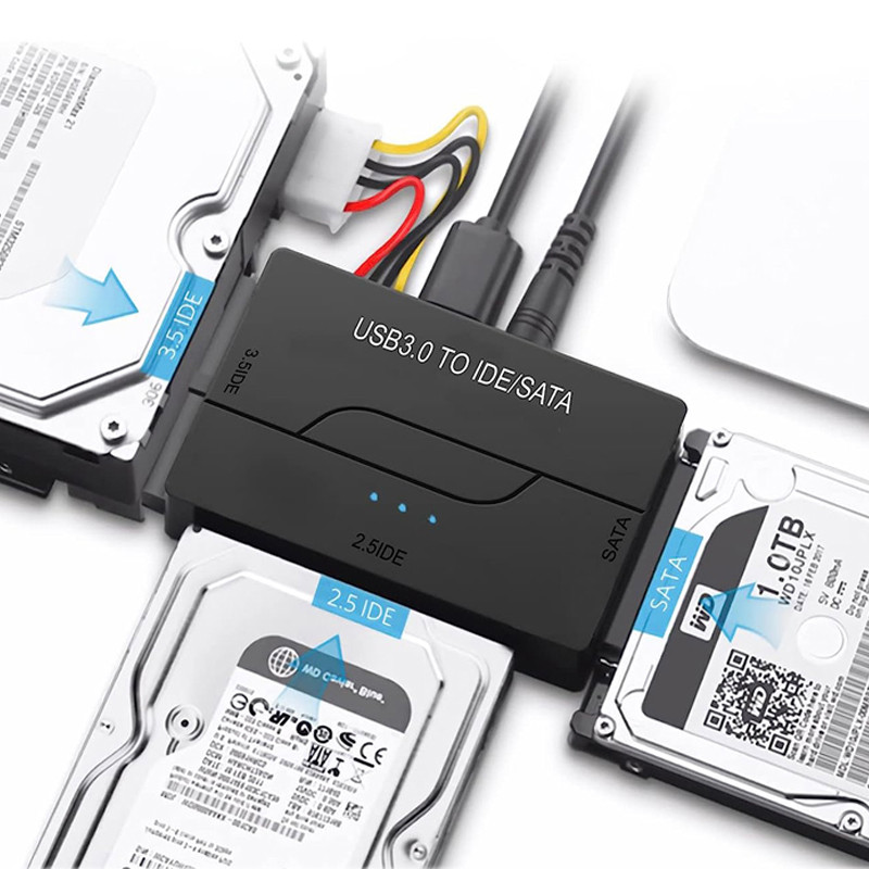 SATA/IDE to USB 3.0 Adapter Hard Drive Adapter Cable Converter for 2.5/3.5 Inch SATA and IDE HDD