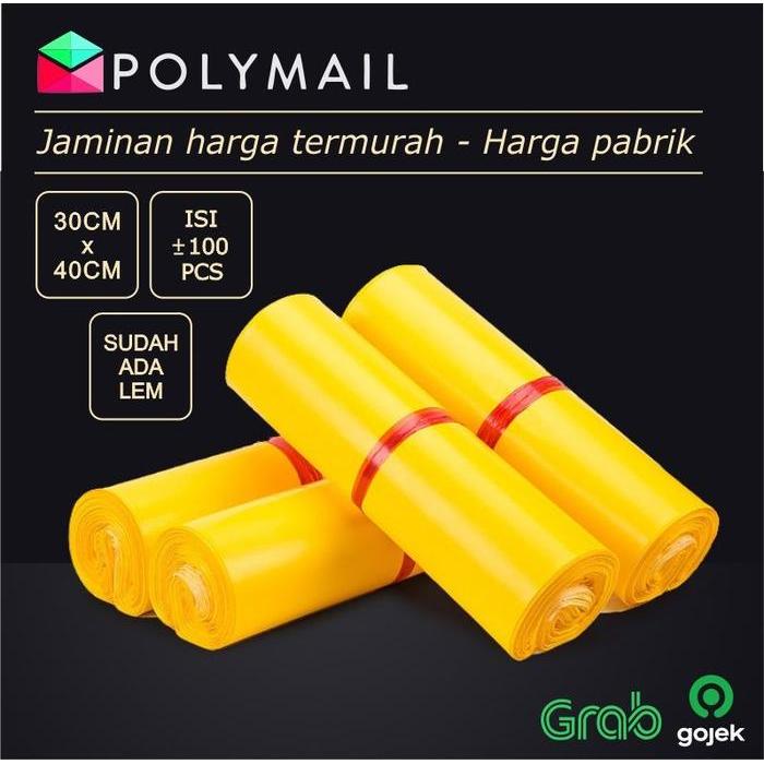 PLASTIK POLYMAILER 100PCS 30x40CM KUNING SEMI GLOSSY