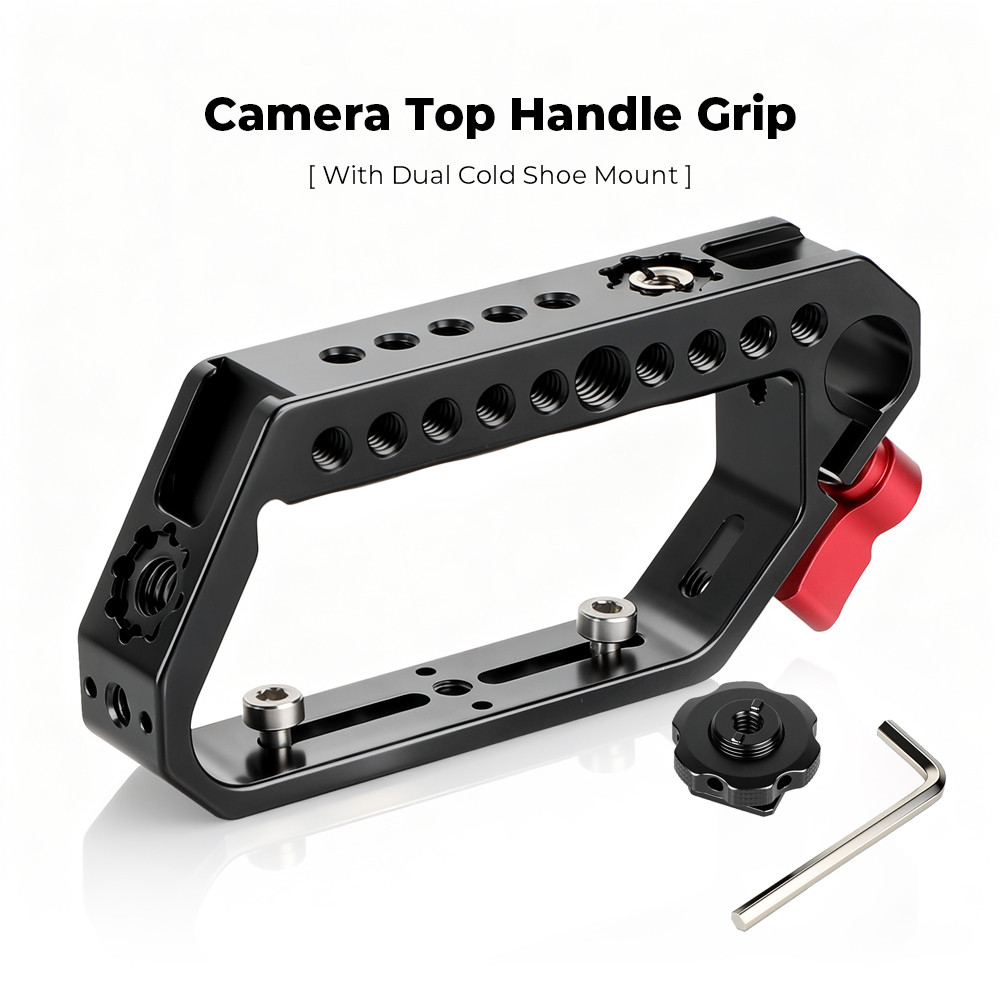 CAMVATE Top Handle Grip With Cold Hot Shoe Quick Release Cheese Mount 15mm Rod Clamp for DSLR Camera