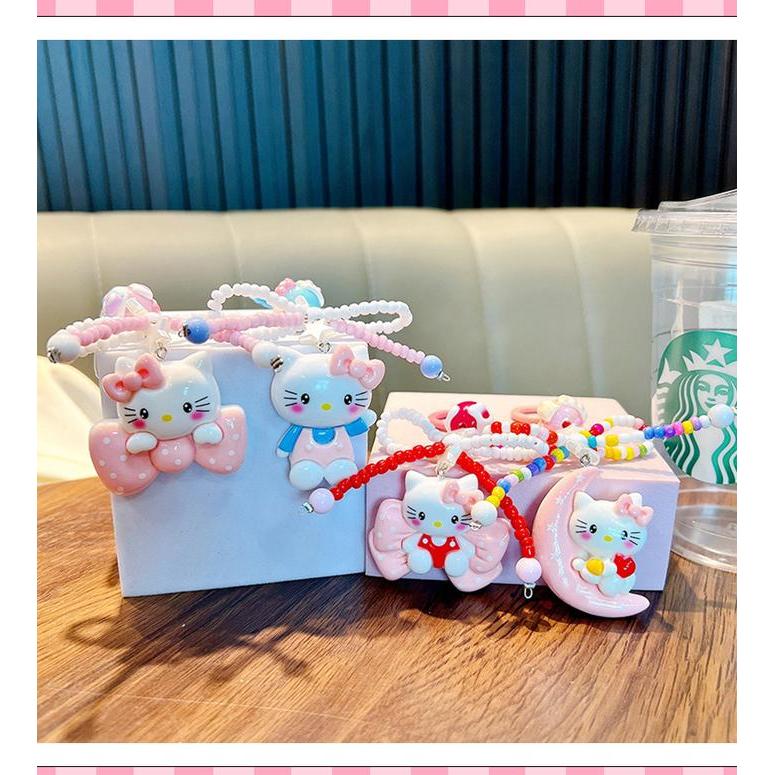 K Gelang Kunci Gantungan Tas Kucing Manik-Manik - Grosir Aksesoris Live TikTok Lucu Ganci kunci