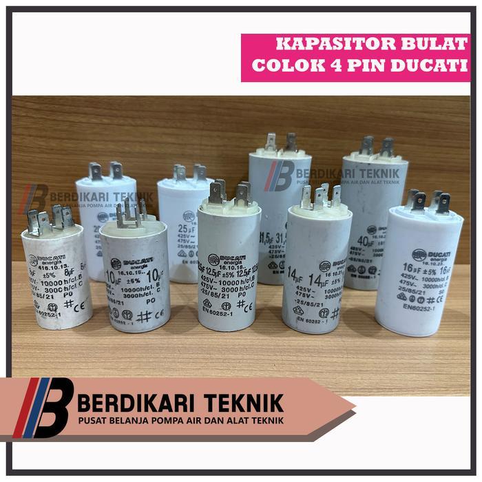Kapasitor Capasitor Pompa Air Satelit Sibel Submersible Ducati Bulat Colok 4 pin 4pin 8 10 12.5 14