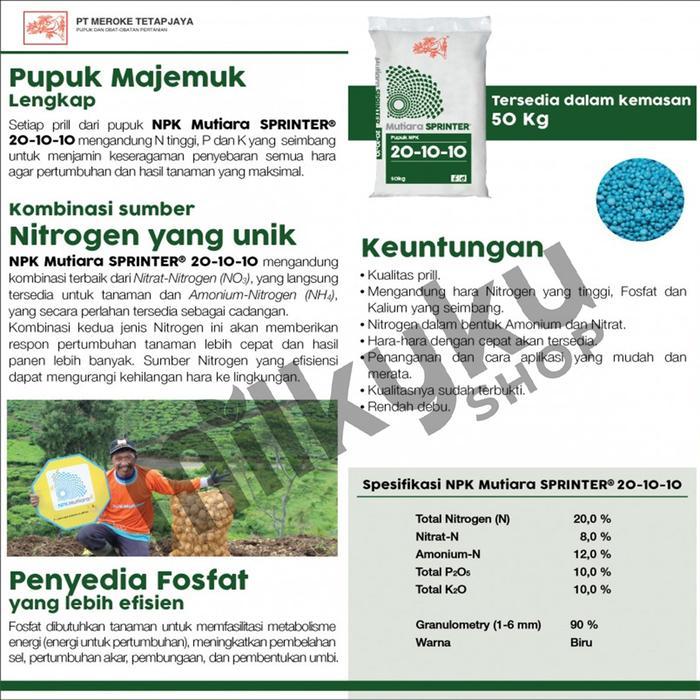 "New" PUPUK MEROKE MUTIARA NPK SPRINTER 1 KG KEMASAN PABRIK NPK