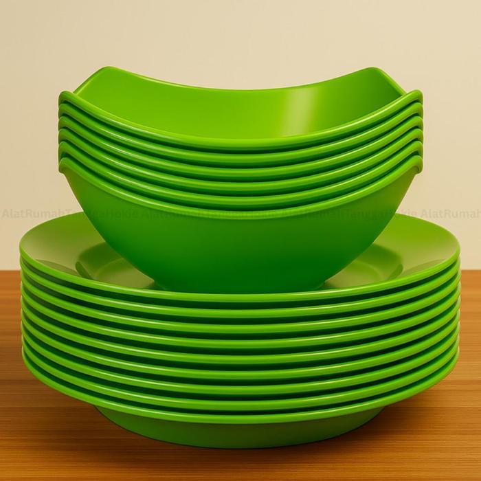 12 Pcs Piring Mangkok Lengkung Plastik Tebal Pp5 Mie Soto Ramen Bakso Jepang Set Pasti Ori