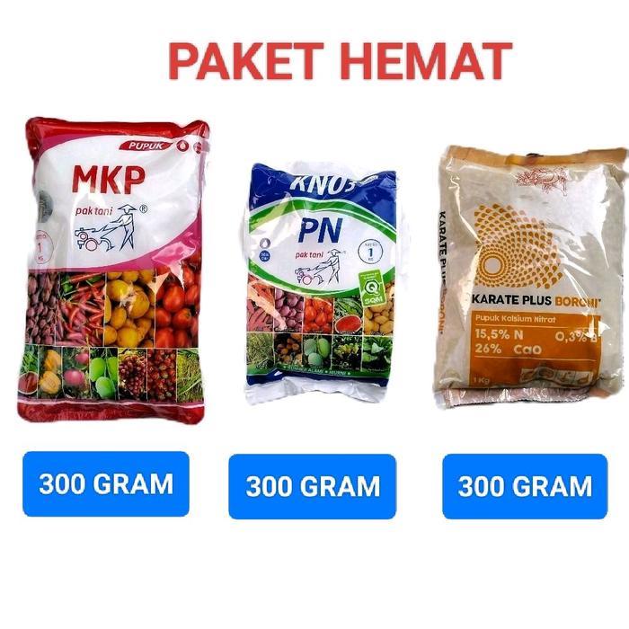 Sale Terlaris Paket Hemat Pupuk Mkp, Kno3 Putih Dan Boron Karate Plus Boroni Masing-Masing 300 Gram