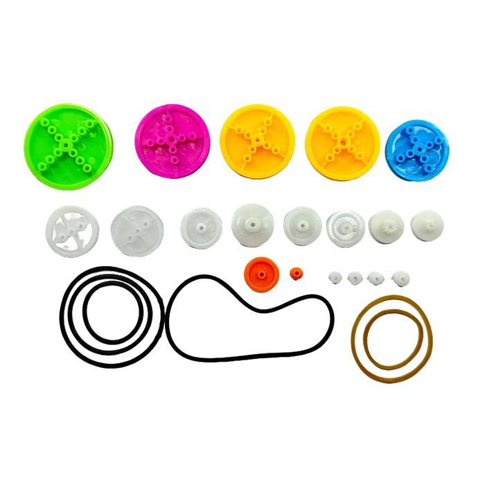 19Pcs Plastic Pulley Gear Kit Puli Plastik + 6 Belt Karet Part Diy Robot Arduino Co