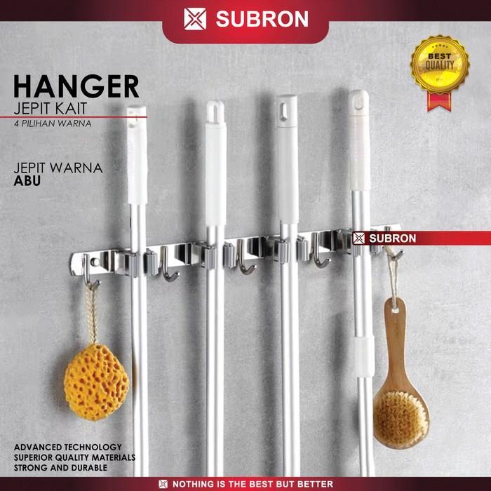 SUBRON Hanger Jepit 5 Kait Stainless Gantungan Pel Sapu Sikat Kapstok