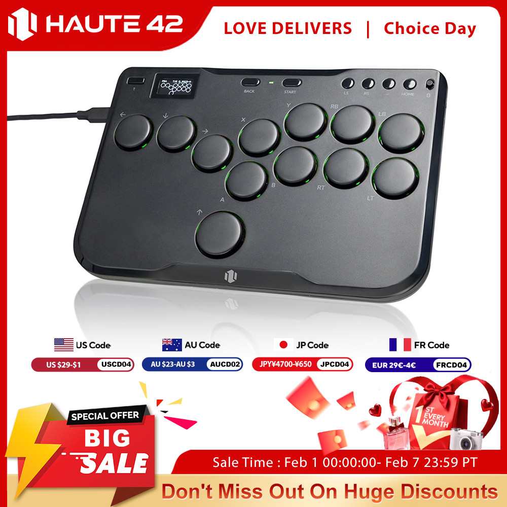 Haute42 Arcade Joystick Mini Hitbox Leverless Arcade Controller For PC/PS4/PS5/Switch Leverless