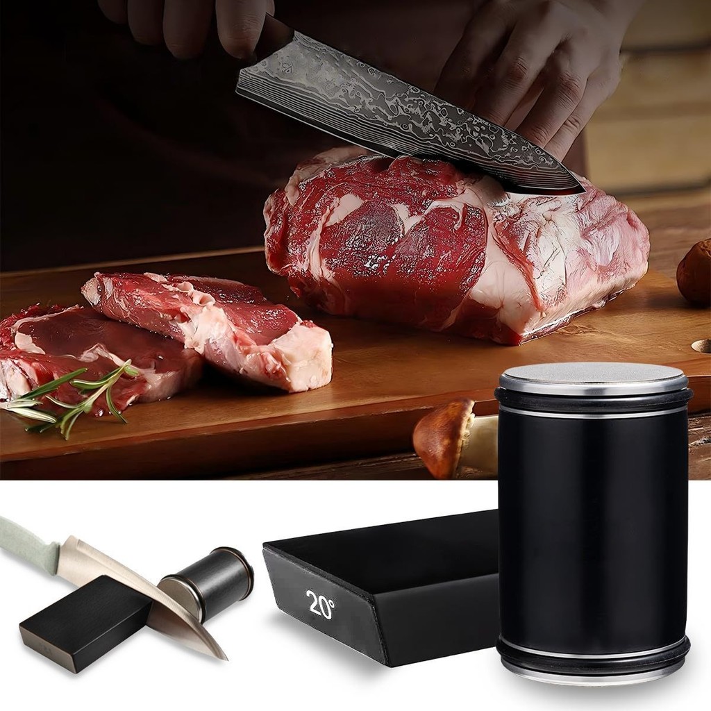 Set, Knife Sharpening, Knife Sharpener, Tumbler Rolling Knife Sharpener, Engineered For Straight