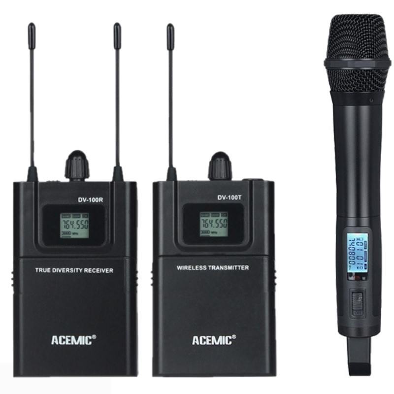 ACEMIC single channel wireless DV-100SET camera microphone for cctv camera and DSLR with both