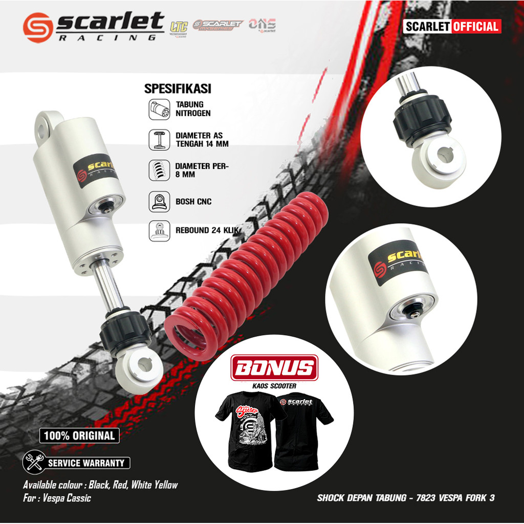 Scarlet Racing - Shock Absorber Shockbreaker Skok depan tabung 7823 vespa Classik Klasik fork 3