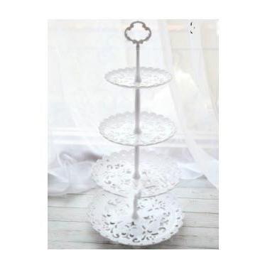 Rak Susun Plastik Bulat Kue 4 Stand White Cup Cake Tray