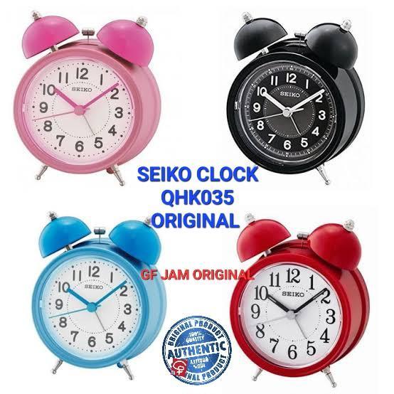 Jam Meja Clock Beker Weker Seiko Qhk035 Qhk 035 Kring Ring Original