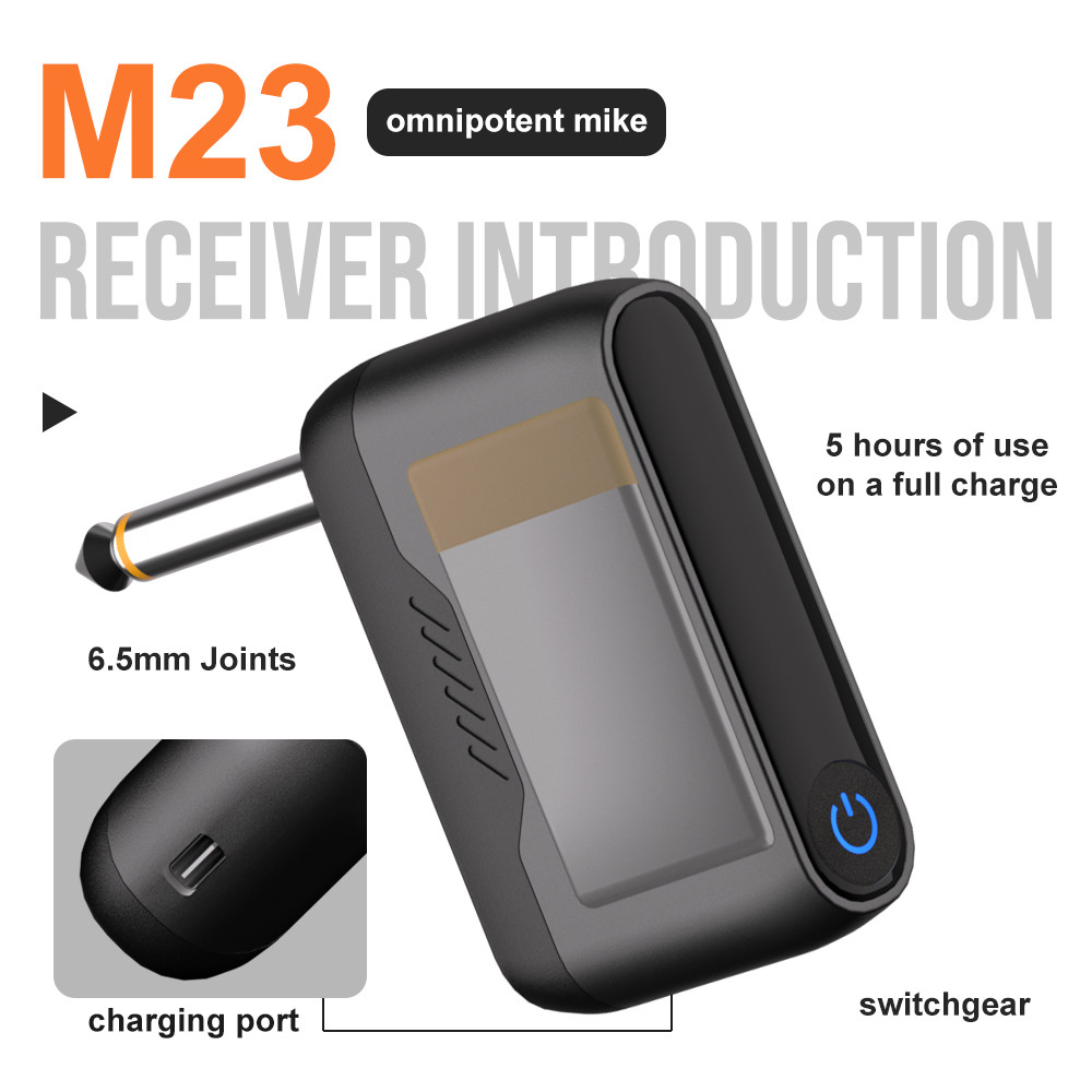 Microphone Wireless M23 UHF 2 Channel Karaoke System Built-in Lithium Battery Cordless Handheld Mic