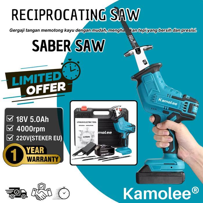 Kamolee-Gergaji Saber Saw-Jigsaw Cordless Electric Reciprocating Saws Outdoor Wood Cutting Tool