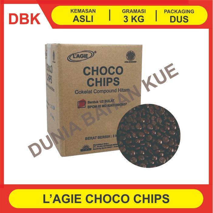 CHOCO CHIPS COKLAT LAGIE 1/2 BULAT 3 KG