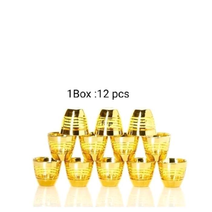 GELAS KACA ISI 12 PCS GOLD GELAS AIR ZAMZAM CAPODIMONTE