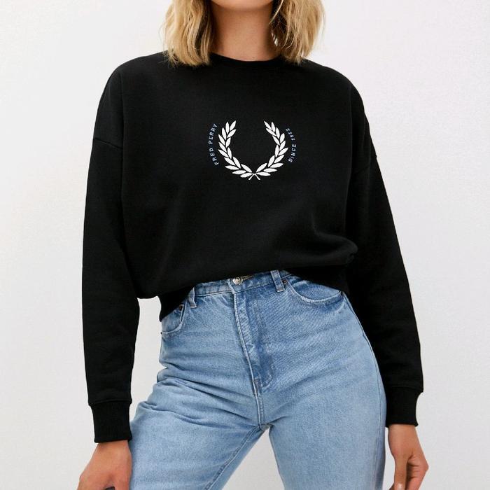 Fred Perry Women Laurel Wreath Sweatshirt Black Original