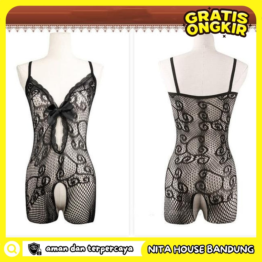 LINGERIE STOCKING BODYSUIT LINGERIE TRANSPARAN OPEN LEOTARD A281 PRIVASI AMAN
